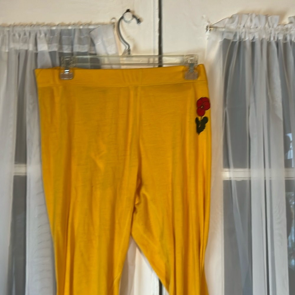 MINI RODINI LEGGINGS WOMEN’S LARGE YELLOW WITH ROSE